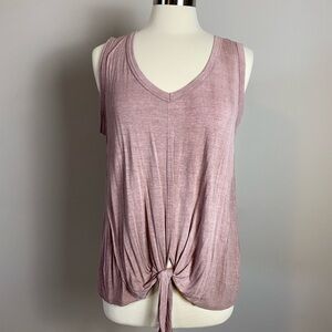 Boutique x Royal & Reese Front Tie Sleeveless Tank Blouse Buttery Soft Mauve LG